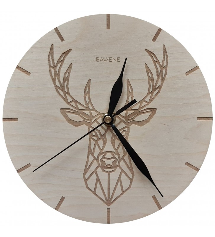 Zegar ścienny drewniany jeleń geometryczny