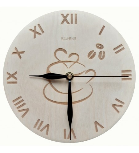 Zegar ścienny drewniany KAWA 21cm grawerowany