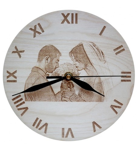 Zegar ścienny drewniany z własnym zdjęciem grawerowany