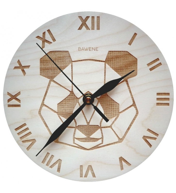 drewniany zegar ścienny do pokoju dziecięcego - panda