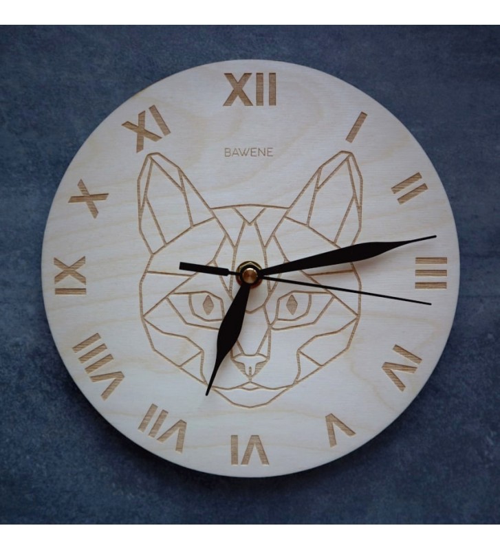 zegar ścienny do salonu grawer kota