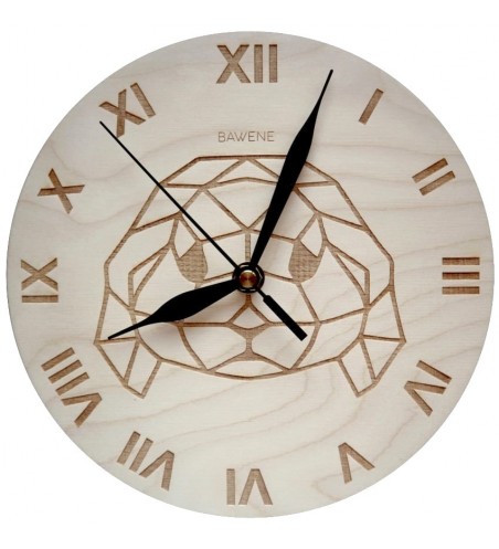 Drewniany zegar ścienny królik baranek geometryczny grawer 21cm